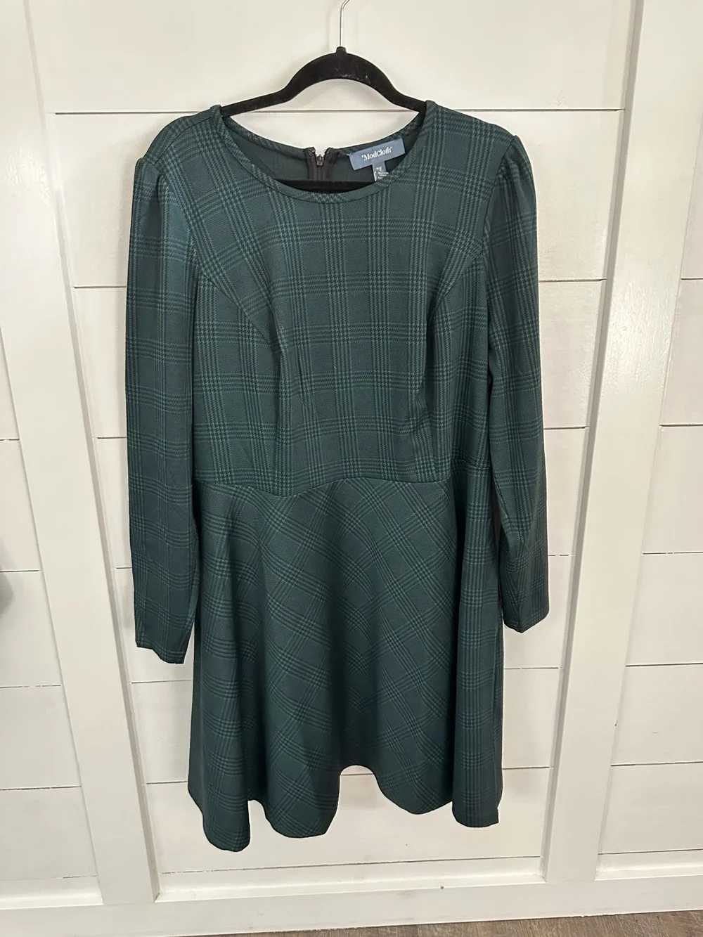 Modcloth 2X green plaid fit and flare plus size midi dress preppy schoolgirl - Picture 2 of 12